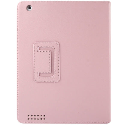 High Quality Litchi Texture Folding Leather with Sleep / Wake-up & Holder Function for iPad 2 / iPad 3 / iPad 4(Pink) - iPad 4 & 3 & 2 Cases by buy2fix | Online Shopping UK | buy2fix