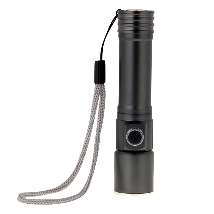 White Light Dimmable Rechargeable Flashlight , 3-Modes with Magnetic & Lanyard(Black) - LED Flashlight by buy2fix | Online Shopping UK | buy2fix