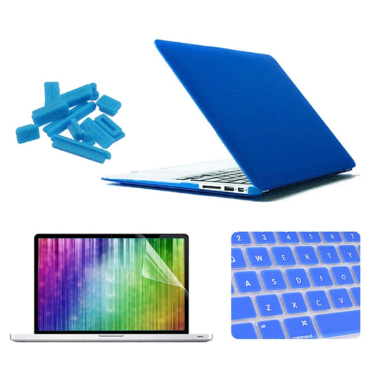 ENKAY for MacBook Air 13.3 inch (US Version) 4 in 1 Frosted Hard Shell Plastic Protective Case with Screen Protector & Keyboard Guard & Anti-dust Plugs(Dark Blue) - MacBook Air Cases by ENKAY | Online Shopping UK | buy2fix