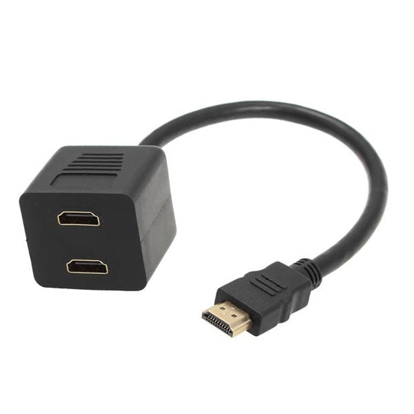 30cm HDMI Splitter Adapter Y Verteiler Stecker mit 2 Kupplung Gel (Gold Plated)(Black) - Splitter by buy2fix | Online Shopping UK | buy2fix