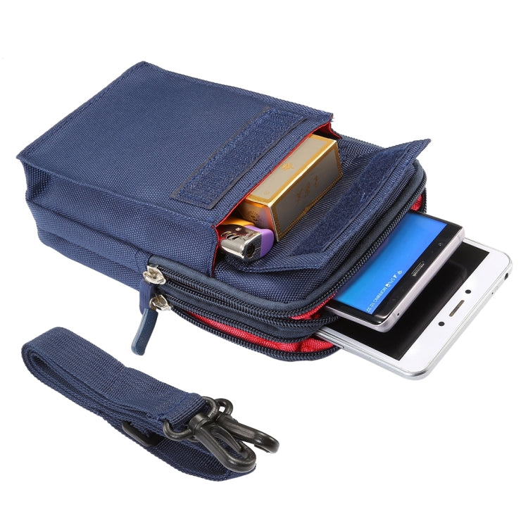 6.4 inch and Below Universal Polyester Men Vertical Style Case Shoulder Carrying Bag with Belt Hole & Climbing Buckle, For iPhone, Samsung, Sony, Huawei, Meizu, Lenovo, ASUS, Oneplus, Xiaomi, Cubot, Ulefone, Letv, DOOGEE, Vkworld, and other (Dark Blue) - More iPhone Cases by buy2fix | Online Shopping UK | buy2fix