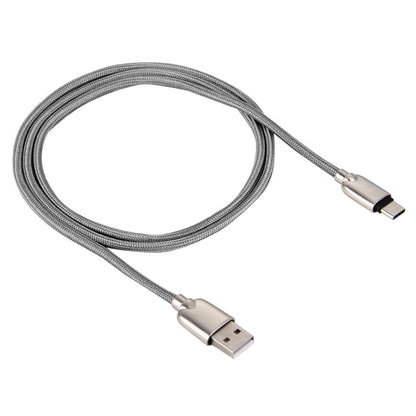 1M Woven Style Metal Head 108 Copper Cores USB-C / Type-C to USB Data Sync Charging Cable (Grey) - USB-C & Type-C Cable by buy2fix | Online Shopping UK | buy2fix