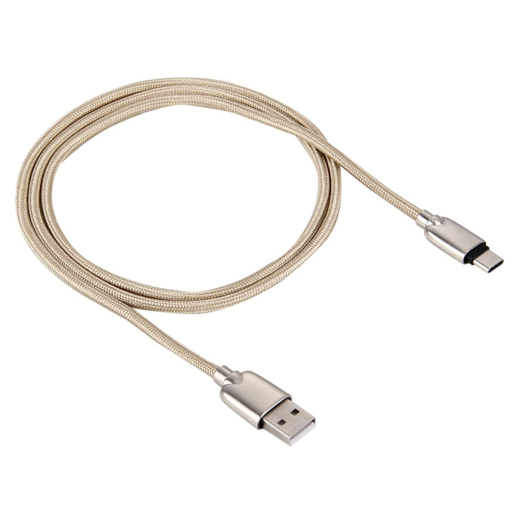 1M Woven Style Metal Head 108 Copper Cores USB-C / Type-C to USB Data Sync Charging Cable (Gold) - USB-C & Type-C Cable by buy2fix | Online Shopping UK | buy2fix