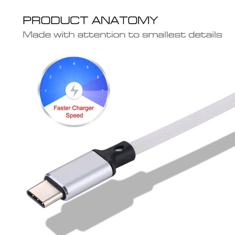 1m 2A Output USB to USB-C / Type-C Nylon Weave Style Data Sync Charging Cable(White) - USB-C & Type-C Cable by buy2fix | Online Shopping UK | buy2fix