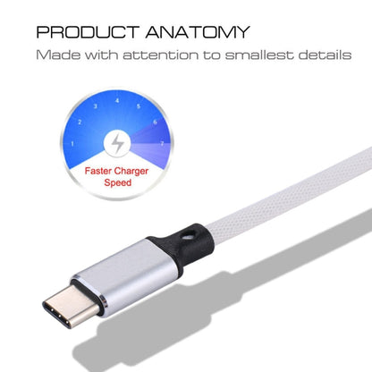 1m 2A Output USB to USB-C / Type-C Nylon Weave Style Data Sync Charging Cable(White) - USB-C & Type-C Cable by buy2fix | Online Shopping UK | buy2fix