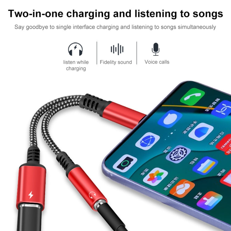 2 in 1 USB-C / Type-C Male to PD 60W USB-C / Type-C Charging + 3.5mm Audio Female Earphone Adapter (Grey) - Type-C Adapter by buy2fix | Online Shopping UK | buy2fix