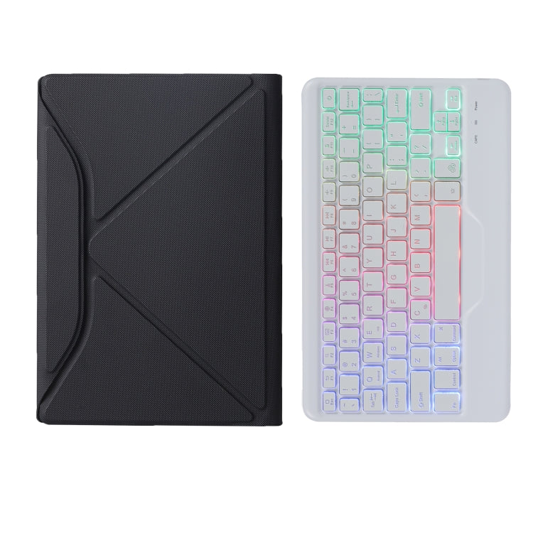 B610S Diamond Texture Triangle Back Holder Splittable Bluetooth Keyboard Leather Tablet Case with Backlight for Samsung Galaxy Tab S6 Lite (White + Black) - Samsung Keyboard by buy2fix | Online Shopping UK | buy2fix