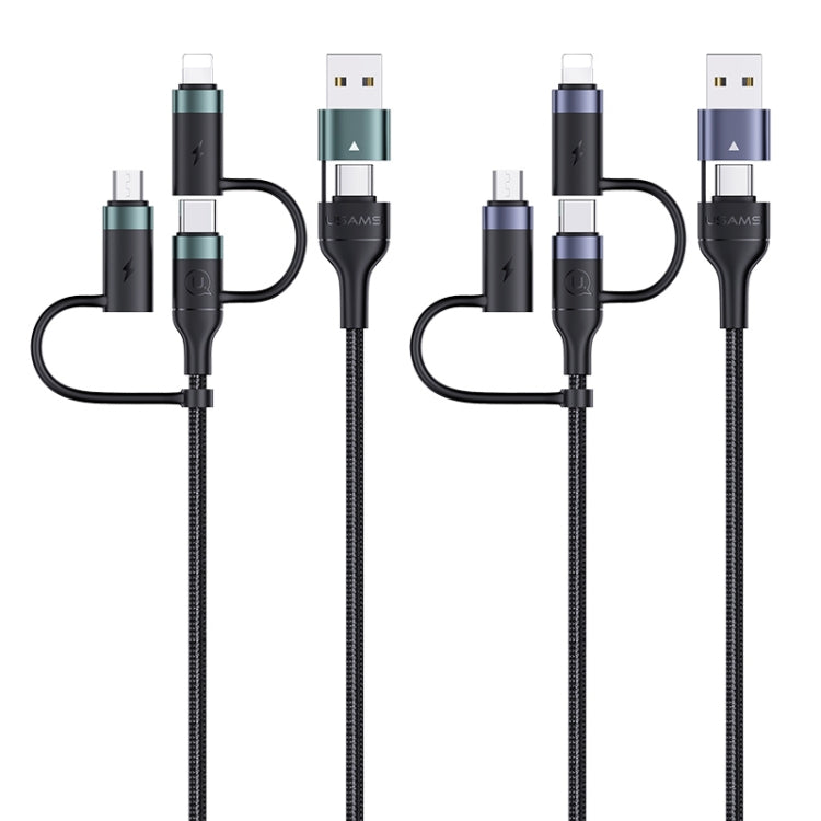 USAMS US-SJ547 U62 USB + Type-C / USB-C toType-C / USB-C + 8 Pin + Micro Aluminum Alloy PD Fast Charging Data Cable, Length: 1.2m(Black) - Multifunction Cable by USAMS | Online Shopping UK | buy2fix