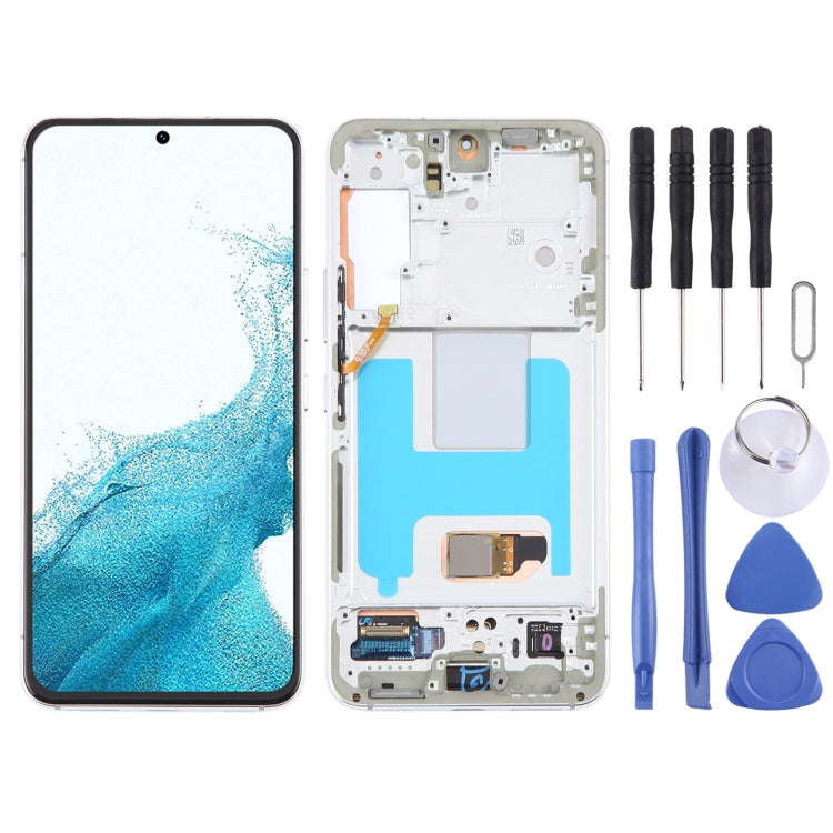 For Samsung Galaxy S22 5G SM-S901B Original LCD Screen Digitizer Full Assembly with Frame (White) - Galaxy S Series Parts by buy2fix | Online Shopping UK | buy2fix