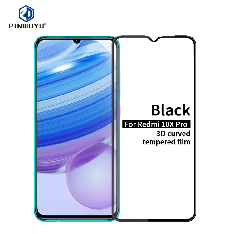 For Xiaomi Redmi 10X Pro PINWUYO 9H 3D Curved Full Screen Explosion-proof Tempered Glass Film(Black) -  by PINWUYO | Online Shopping UK | buy2fix