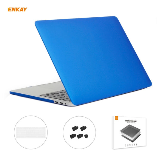 ENKAY 3 in 1 Matte Laptop Protective Case + EU Version TPU Keyboard Film + Anti-dust Plugs Set for MacBook Pro 13.3 inch A1706 / A1989 / A2159 (with Touch Bar)(Dark Blue) - MacBook Pro Cases by ENKAY | Online Shopping UK | buy2fix