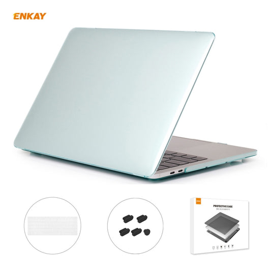 ENKAY 3 in 1 Crystal Laptop Protective Case + US Version TPU Keyboard Film + Anti-dust Plugs Set for MacBook Pro 13.3 inch A1706 / A1989 / A2159 (with Touch Bar)(Green) - MacBook Pro Cases by ENKAY | Online Shopping UK | buy2fix