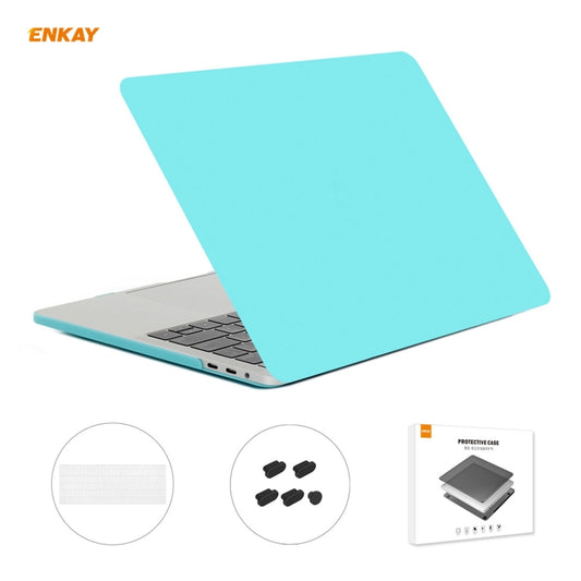 ENKAY 3 in 1 Matte Laptop Protective Case + US Version TPU Keyboard Film + Anti-dust Plugs Set for MacBook Pro 13.3 inch A1708 (without Touch Bar)(Cyan) - MacBook Pro Cases by ENKAY | Online Shopping UK | buy2fix