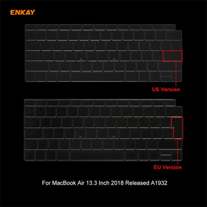 ENKAY 3 in 1 Crystal Laptop Protective Case + US Version TPU Keyboard Film + Anti-dust Plugs Set for MacBook Air 13.3 inch A1932 (2018)(Black) - MacBook Air Cases by WIWU | Online Shopping UK | buy2fix