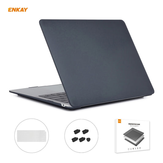 ENKAY 3 in 1 Matte Laptop Protective Case + EU Version TPU Keyboard Film + Anti-dust Plugs Set for MacBook Air 13.3 inch A2179 & A2337 (2020)(Black) - MacBook Pro Cases by ENKAY | Online Shopping UK | buy2fix