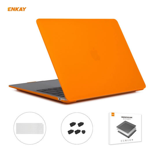 ENKAY 3 in 1 Matte Laptop Protective Case + EU Version TPU Keyboard Film + Anti-dust Plugs Set for MacBook Air 13.3 inch A2179 & A2337 (2020)(Orange) - MacBook Pro Cases by ENKAY | Online Shopping UK | buy2fix