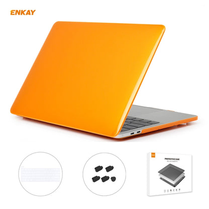 ENKAY 3 in 1 Crystal Laptop Protective Case + US Version TPU Keyboard Film + Anti-dust Plugs Set for MacBook Pro 13.3 inch A2251 & A2289 & A2338 (with Touch Bar)(Orange) - MacBook Pro Cases by ENKAY | Online Shopping UK | buy2fix