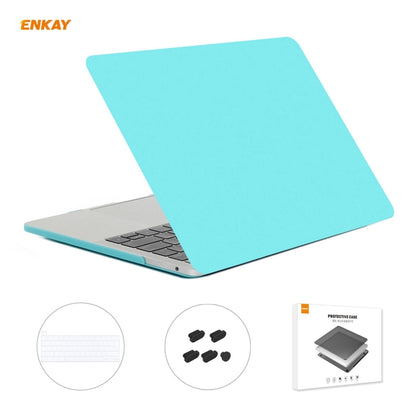 ENKAY 3 in 1 Matte Laptop Protective Case + EU Version TPU Keyboard Film + Anti-dust Plugs Set for MacBook Pro 13.3 inch A2251 & A2289 & A2338 (with Touch Bar)(Cyan) - MacBook Pro Cases by ENKAY | Online Shopping UK | buy2fix