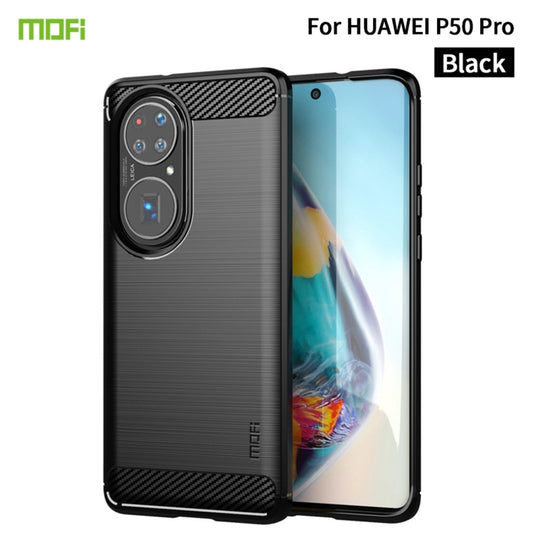 For Huawei P50 Pro MOFI Gentleness Series Brushed Texture Carbon Fiber Soft TPU Case(Black) - Huawei Cases by MOFI | Online Shopping UK | buy2fix