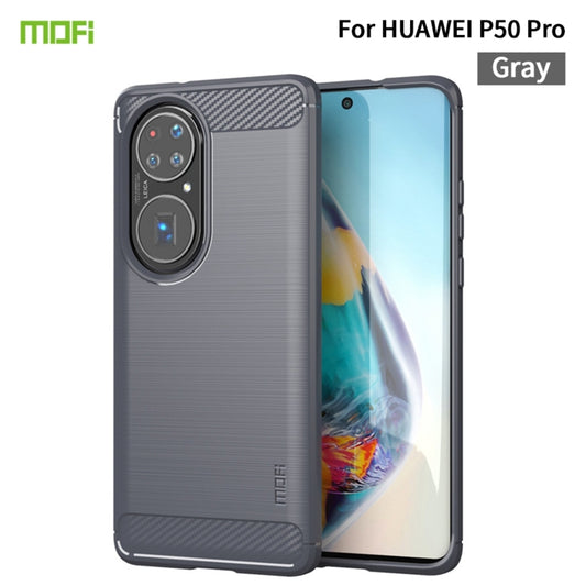 For Huawei P50 Pro MOFI Gentleness Series Brushed Texture Carbon Fiber Soft TPU Case(Gray) - Huawei Cases by MOFI | Online Shopping UK | buy2fix