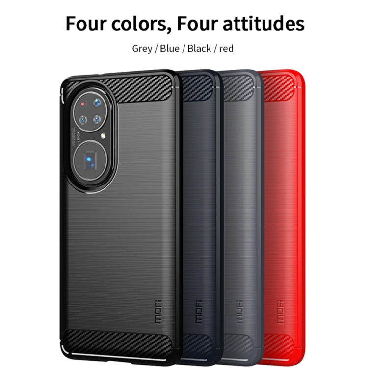 For Huawei P50 MOFI Gentleness Series Brushed Texture Carbon Fiber Soft TPU Case(Red) - Huawei Cases by MOFI | Online Shopping UK | buy2fix