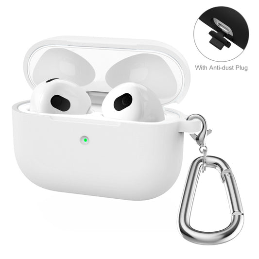 ENKAY Hat-Prince Thickened Silicone Protective Case Shock-Absorbing Cover with Keychain for Apple AirPods 3(White) - For AirPods 3 by ENKAY | Online Shopping UK | buy2fix