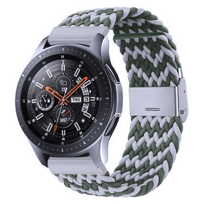 For Samsung Galaxy Watch 4 / Watch 5 20mm Nylon Braided Metal Buckle Watch Band(W White Green) - Watch Bands by buy2fix | Online Shopping UK | buy2fix