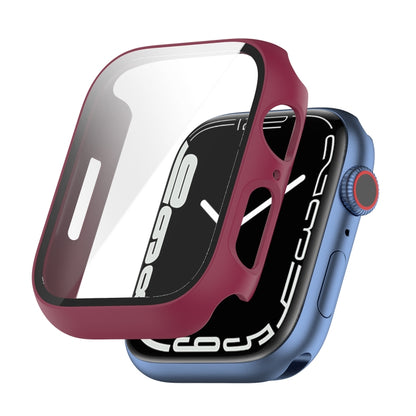 Shockproof PC Protective Case with Tempered Glass Film For Apple Watch Series 9 / 8 / 7 41mm(Burgundy) - Watch Cases by buy2fix | Online Shopping UK | buy2fix