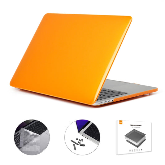 ENKAY Hat-Prince 3 in 1 Crystal Laptop Protective Case + TPU Keyboard Film + Anti-dust Plugs Set for MacBook Pro 14.2 inch A2442 2021, Version:EU Version(Orange) - MacBook Pro Cases by ENKAY | Online Shopping UK | buy2fix