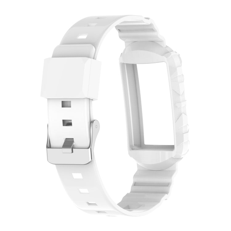 For Fitbit Charge 3 SE Silicone One Body Armor Watch Band(White) - Watch Bands by buy2fix | Online Shopping UK | buy2fix