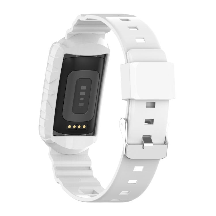 For Fitbit Charge 3 SE Silicone One Body Armor Watch Band(White) - Watch Bands by buy2fix | Online Shopping UK | buy2fix