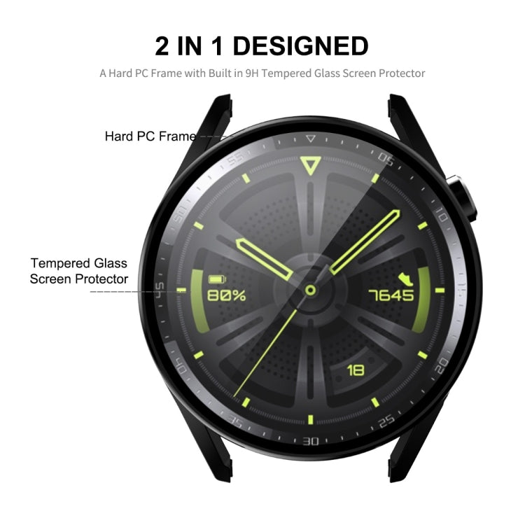 For Huawei Watch GT 3 46mm ENKAY Matte PC Frame + Tempered Glass Protector Case(Silver) - Watch Cases by ENKAY | Online Shopping UK | buy2fix