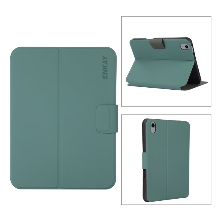 For iPad mini 2024 / mini 6 ENKAY Leather Stand Smart Tablet Case(Dark Green) - iPad mini 6 Cases by ENKAY | Online Shopping UK | buy2fix