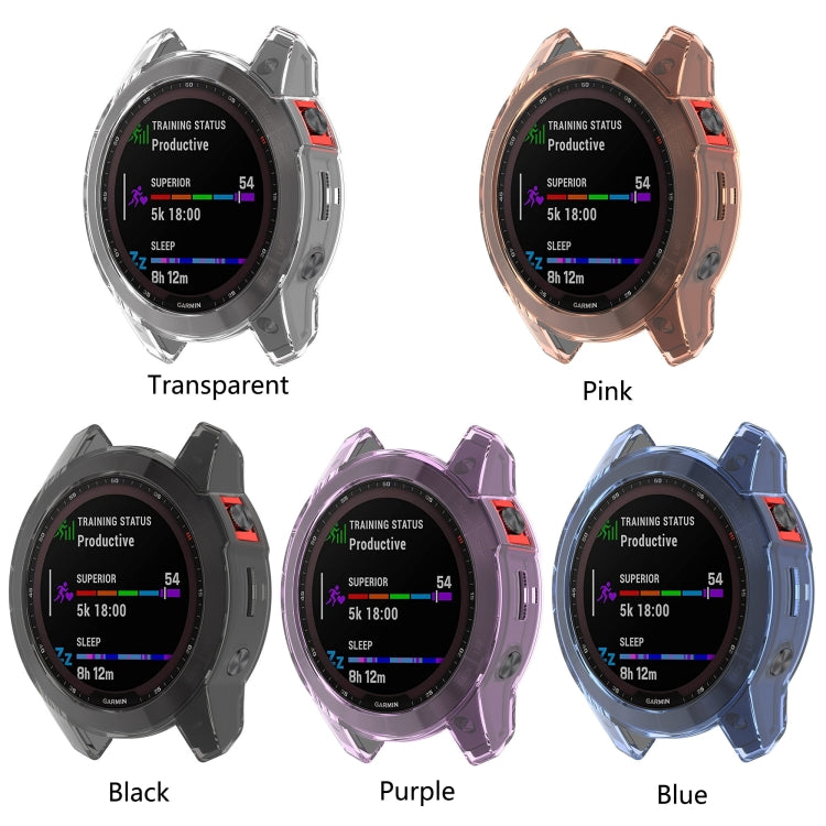 For Garmin Fenix 7 Shockproof TPU Soft Protective Case(Purple) - Watch Cases by buy2fix | Online Shopping UK | buy2fix