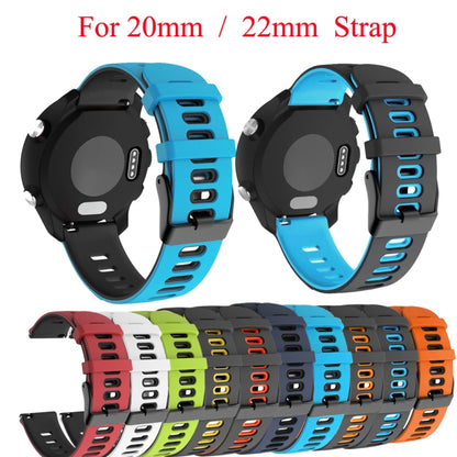 For Samsung Galaxy Watch Active 2 40mm 20mm Mixed-Color Silicone Watch Band(Black Blue) - Watch Bands by buy2fix | Online Shopping UK | buy2fix