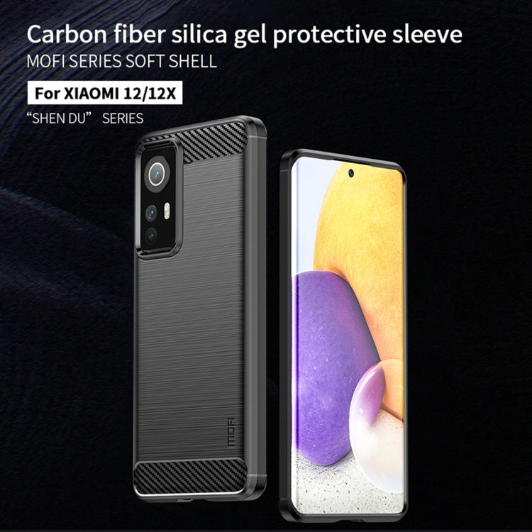 For Xiaomi 12 / 12X MOFI Gentleness Brushed Carbon Fiber Soft TPU Case(Gray) - Xiaomi Cases by MOFI | Online Shopping UK | buy2fix