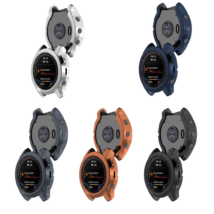 For Garmin Fenix 7X Shockproof TPU Watch Case(Dark Blue) - Watch Cases by buy2fix | Online Shopping UK | buy2fix