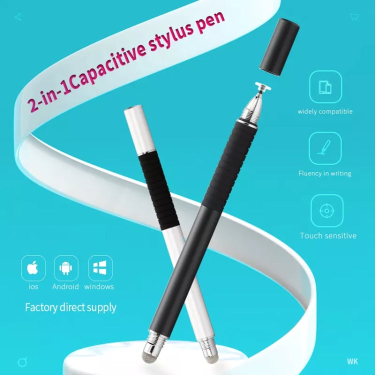 AT-31 Conductive Cloth Head + Precision Sucker Capacitive Pen Head 2-in-1 Handwriting Stylus with 1 Pen Head(Silvery White) - Stylus Pen by buy2fix | Online Shopping UK | buy2fix