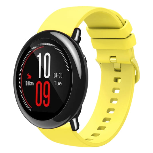 For Amazfit Pace 22mm Solid Color Soft Silicone Watch Band(Yellow) - Watch Bands by buy2fix | Online Shopping UK | buy2fix