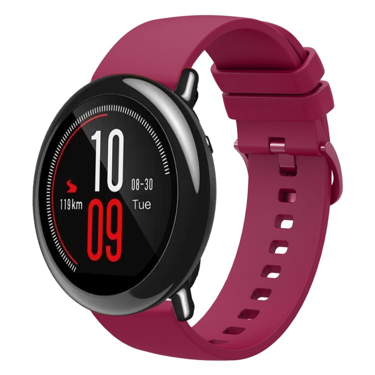 For Amazfit Pace 22mm Solid Color Soft Silicone Watch Band(Wine Red) - Watch Bands by buy2fix | Online Shopping UK | buy2fix