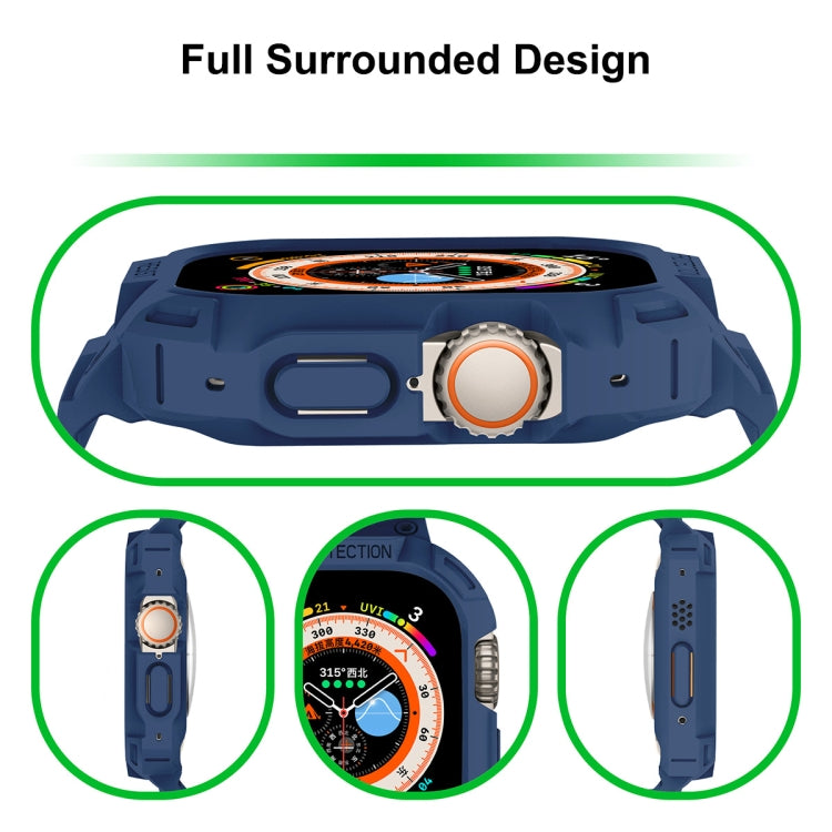 For Apple Watch Ultra 49mm JUNSUNMAY Integrated TPU Case Adjustable Elastic Watch Band(Dark Blue) - Watch Cases by JUNSUNMAY | Online Shopping UK | buy2fix