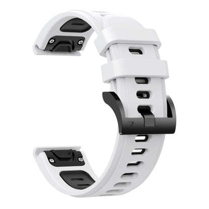 For Garmin Fenix 6 GPS 22mm Two-Color Sports Silicone Watch Band(White+Black) - Watch Bands by buy2fix | Online Shopping UK | buy2fix