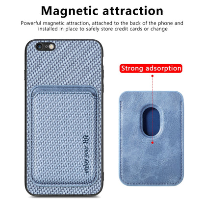 For iPhone 6 Plus / 6S Plus Carbon Fiber Leather Card Magsafe Magnetic Phone Case(Blue) - More iPhone Cases by buy2fix | Online Shopping UK | buy2fix