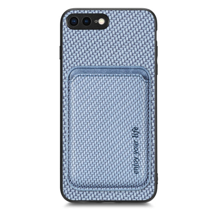 For iPhone SE 2022 / 2020 /  7 / 8 Carbon Fiber Leather Card Magsafe Magnetic Phone Case(Blue) - More iPhone Cases by buy2fix | Online Shopping UK | buy2fix