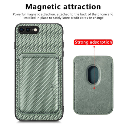 For iPhone SE 2022 / 2020 /  7 / 8 Carbon Fiber Leather Card Magsafe Magnetic Phone Case(Green) - More iPhone Cases by buy2fix | Online Shopping UK | buy2fix