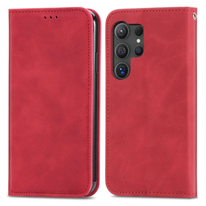 For Samsung Galaxy S25 Ultra 5G Retro Skin Feel Magnetic Leather Phone Case(Red) - Galaxy S25 Ultra 5G Cases by buy2fix | Online Shopping UK | buy2fix