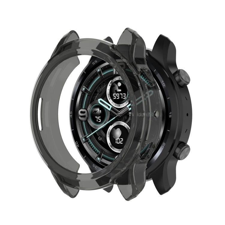 For Ticwatch Pro 3 GPS TPU Color Transparent Half Wrapped Protective Shell(Transparent Black) - Watch Case by buy2fix | Online Shopping UK | buy2fix