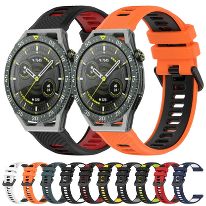 For Huawei Watch GT3 46mm 22mm Sports Two-Color Silicone Watch Band(White+Black) - Watch Bands by buy2fix | Online Shopping UK | buy2fix