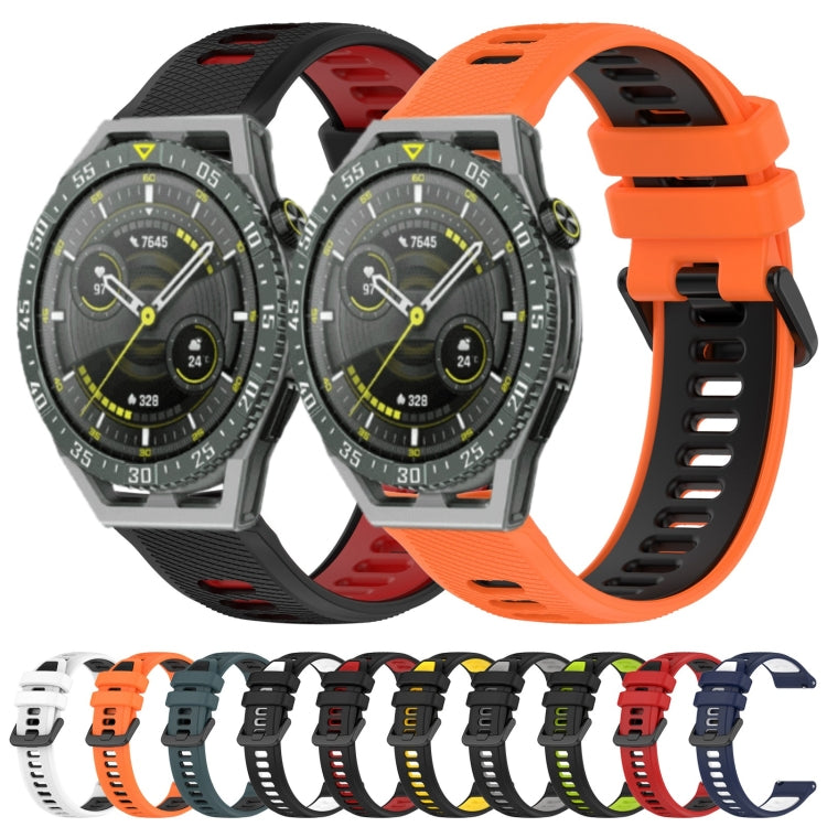 For Huawei Watch GT Runner 22mm Sports Two-Color Silicone Watch Band(Midnight Blue+White) - Watch Bands by buy2fix | Online Shopping UK | buy2fix