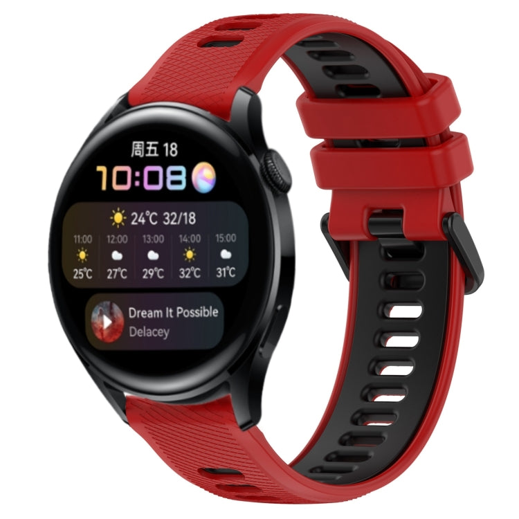 For Huawei Watch 3 22mm Sports Two-Color Silicone Watch Band(Red+Black) - Watch Bands by buy2fix | Online Shopping UK | buy2fix